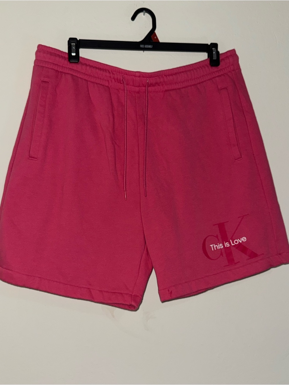 Calvin Klein Hot Pink 'This is Love' Logo Athletic Shorts
